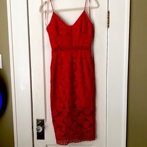 Nicolas red floral lace cocktail dress